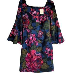 Trina Turk Bell Sleeve Floral Print Miley Dress Size 4 NWT